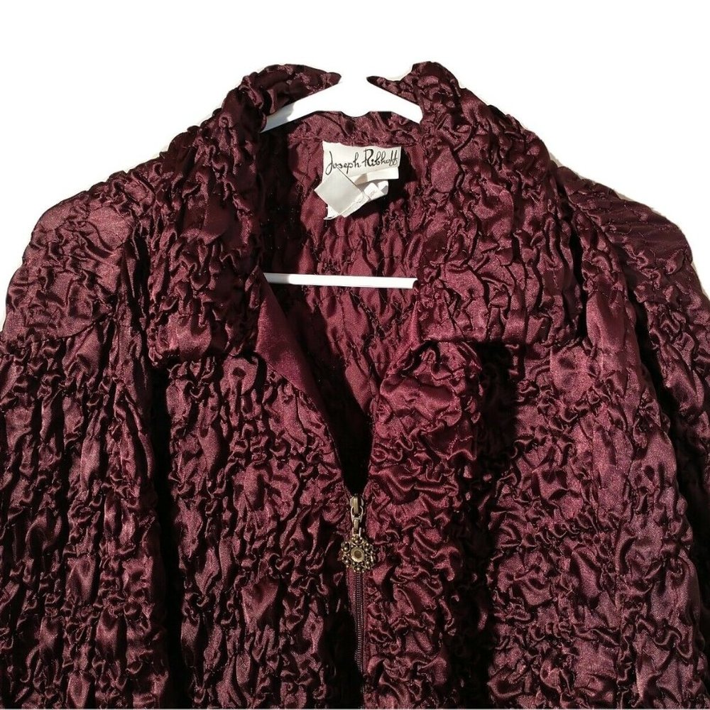 Joseph Ribkoff Women's Sz 12 Black Ruffled Stitch Jacket Geometric